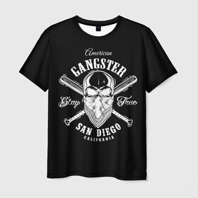 Мужская футболка 3D с принтом American gangster в Курске, 100% полиэфир | прямой крой, круглый вырез горловины, длина до линии бедер | Тематика изображения на принте: american | califor | gangster | san diego | америка | американский | банда | бандана | бандит | бейсбольные | биты | гангстер | графика | иллюстрация | калифорния | картинка | мода | надпись | платок | рисунок