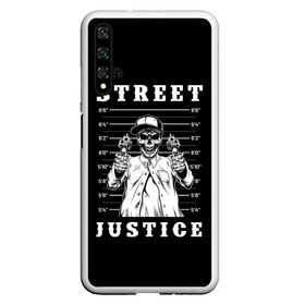 Чехол для Honor 20 с принтом Street justice в Курске, Силикон | Область печати: задняя сторона чехла, без боковых панелей | justice | s | skeleton | skull | street | банда | бандана | бандит | бейсболка | графика | иллюстрация | картинка | мода | надпись | оружие | пистолеты | платок | револьверы | рисунок | символ | скелет | справедливость