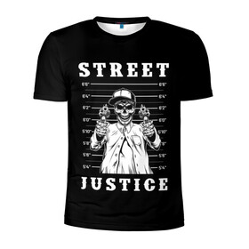 Мужская футболка 3D спортивная с принтом Street justice в Курске, 100% полиэстер с улучшенными характеристиками | приталенный силуэт, круглая горловина, широкие плечи, сужается к линии бедра | Тематика изображения на принте: justice | s | skeleton | skull | street | банда | бандана | бандит | бейсболка | графика | иллюстрация | картинка | мода | надпись | оружие | пистолеты | платок | револьверы | рисунок | символ | скелет | справедливость