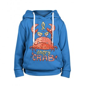 Детская толстовка 3D с принтом Hungry crab в Курске, 100% полиэстер | двухслойный капюшон со шнурком для регулировки, мягкие манжеты на рукавах и по низу толстовки, спереди карман-кенгуру с мягким внутренним слоем | angry | crab | gloomy | hungry | ocean | red | sea | sign | stars | water | вода | голодный | графика | детский | звезды | злой | знак | иллюстрация | картинка | краб | красный | мода | море | морские | надпись | океан | рисунок | рыба