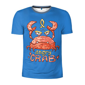 Мужская футболка 3D спортивная с принтом Hungry crab в Курске, 100% полиэстер с улучшенными характеристиками | приталенный силуэт, круглая горловина, широкие плечи, сужается к линии бедра | angry | crab | gloomy | hungry | ocean | red | sea | sign | stars | water | вода | голодный | графика | детский | звезды | злой | знак | иллюстрация | картинка | краб | красный | мода | море | морские | надпись | океан | рисунок | рыба