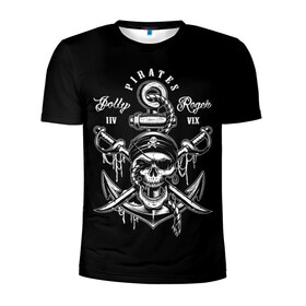 Мужская футболка 3D спортивная с принтом Pirates в Курске, 100% полиэстер с улучшенными характеристиками | приталенный силуэт, круглая горловина, широкие плечи, сужается к линии бедра | b | pirates | robbers | sea | skull | бандана | веселый | графика | иллюстрация | канат | картинка | кости | логотип | мода | морские | надпись | оружие | пираты | платок | разбойники | рисунок | роджер | сабли | стиль