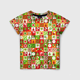 Детская футболка 3D с принтом Новогодний орнамент в Курске, 100% гипоаллергенный полиэфир | прямой крой, круглый вырез горловины, длина до линии бедер, чуть спущенное плечо, ткань немного тянется | 