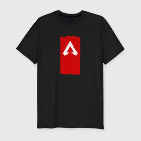 Мужская футболка премиум с принтом Apex в Курске, 92% хлопок, 8% лайкра | приталенный силуэт, круглый вырез ворота, длина до линии бедра, короткий рукав | Тематика изображения на принте: apex legends | игры | красный | логотип