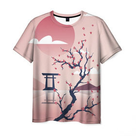 Мужская футболка 3D с принтом Японский мотив в Курске, 100% полиэфир | прямой крой, круглый вырез горловины, длина до линии бедер | Тематика изображения на принте: 23 | 8 | азия | вип | вишня | горы | дерево | дизайн | мода | небо | новинка | новый год | подарок | сакура | солнце | стритвир | топ | тренд | цветок | япония