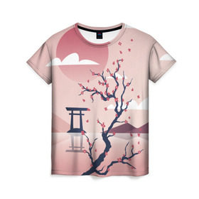 Женская футболка 3D с принтом Японский мотив в Курске, 100% полиэфир ( синтетическое хлопкоподобное полотно) | прямой крой, круглый вырез горловины, длина до линии бедер | 23 | 8 | азия | вип | вишня | горы | дерево | дизайн | мода | небо | новинка | новый год | подарок | сакура | солнце | стритвир | топ | тренд | цветок | япония