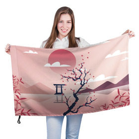 Флаг 3D с принтом Японский мотив в Курске, 100% полиэстер | плотность ткани — 95 г/м2, размер — 67 х 109 см. Принт наносится с одной стороны | 23 | 8 | азия | вип | вишня | горы | дерево | дизайн | мода | небо | новинка | новый год | подарок | сакура | солнце | стритвир | топ | тренд | цветок | япония