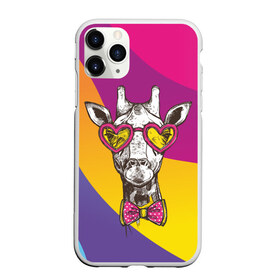 Чехол для iPhone 11 Pro Max матовый с принтом Праздничный жираф в Курске, Силикон |  | Тематика изображения на принте: бабочка | животное | жираф | модный | очки | праздничный | рожки | сердечки | хипстер | шея