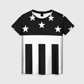 Женская футболка 3D с принтом PRODIGY в Курске, 100% полиэфир ( синтетическое хлопкоподобное полотно) | прямой крой, круглый вырез горловины, длина до линии бедер | keith flint | prodigy | rave | кит чарльз флинт | продиджи | рейв | флаг сша | электроника