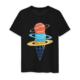 Мужская футболка хлопок с принтом Space Ice Cream в Курске, 100% хлопок | прямой крой, круглый вырез горловины, длина до линии бедер, слегка спущенное плечо. | earth | express | futurama | galaxy | ice cream | moon | nasa | planet | space | star | world | астронавт | вселенная | гагарин | галактика | еда | звезда | звезды | земля | космонавт | космос | луна | мир | мороженое | н | наса | небо | планета