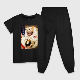 Детская пижама хлопок с принтом Cat Astronaut в Курске, 100% хлопок |  брюки и футболка прямого кроя, без карманов, на брюках мягкая резинка на поясе и по низу штанин
 | Тематика изображения на принте: nasa | space | америка | армстронг | астронавт | вселенная | киса | киска | космонавт | космос | кот | котейка | котенок | котэ | котя | кошка | лысый | полет | сфинкс