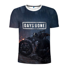 Мужская футболка 3D спортивная с принтом Days Gone в Курске, 100% полиэстер с улучшенными характеристиками | приталенный силуэт, круглая горловина, широкие плечи, сужается к линии бедра | 2019 | days gone | game | poster | ps4 | zombie | жизнь после | зомби | игра