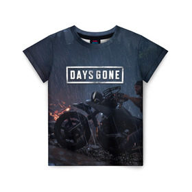 Детская футболка 3D с принтом Days Gone в Курске, 100% гипоаллергенный полиэфир | прямой крой, круглый вырез горловины, длина до линии бедер, чуть спущенное плечо, ткань немного тянется | 2019 | days gone | game | poster | ps4 | zombie | жизнь после | зомби | игра