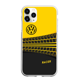 Чехол для iPhone 11 Pro матовый с принтом Volkswagen в Курске, Силикон |  | racer | авто | автолюбитель. volkswagen | гонщик | желто черная | колесо | машина | след | фольксваген | шина