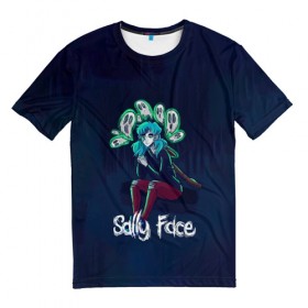 Мужская футболка 3D с принтом Sally Face в Курске, 100% полиэфир | прямой крой, круглый вырез горловины, длина до линии бедер | blue | diane | face | fisher | gizmo | henry | johnson | killer | larry | sally | генри | гизмо | джонсон | диана | ларри | лицо | салли | фейс | фишер