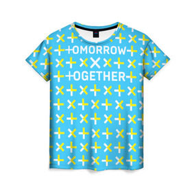 Женская футболка 3D с принтом TOMORROW X TOGETHER в Курске, 100% полиэфир ( синтетическое хлопкоподобное полотно) | прямой крой, круглый вырез горловины, длина до линии бедер | tomorrow x together | tomorrow x together bighit | tomorrow x together coming soon | tomorrow x together official. | txt | txt tomorrow x together