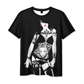 Мужская футболка 3D с принтом Девушка с татуировками в Курске, 100% полиэфир | прямой крой, круглый вырез горловины, длина до линии бедер | 