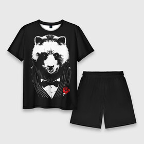 Мужской костюм с шортами 3D с принтом Медведь авторитет в Курске,  |  | authority | bear | go | авторитет | аль капоне | бабочка | в носу | взгляд | галстук | графика | дикий | животное | иллюстрация | картинка | кольцо | костюм | красная | крестный | мафия | медведь | мода | отец