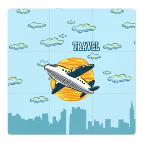 Магнитный плакат 3Х3 с принтом Путешествия в Курске, Полимерный материал с магнитным слоем | 9 деталей размером 9*9 см | travel | город | небо | облака | путешествия | самолет | солнце | тревел | туризм