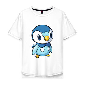 Мужская футболка хлопок Oversize с принтом Piplup в Курске, 100% хлопок | свободный крой, круглый ворот, “спинка” длиннее передней части | piplup | пингвин | пингвиненок | пиплуп | покемон | покемоны | синий