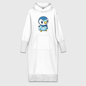 Платье удлиненное хлопок с принтом Piplup в Курске,  |  | piplup | пингвин | пингвиненок | пиплуп | покемон | покемоны | синий
