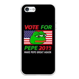 Чехол для iPhone 5/5S матовый с принтом Vote for pepe в Курске, Силикон | Область печати: задняя сторона чехла, без боковых панелей | Тематика изображения на принте: bad | dab | frog | good | kek | make pepe great again | pepe | sad | sad frog | vote for pepe | кек | лягушка | мем | мемы | пепе | со смыслом | фрог