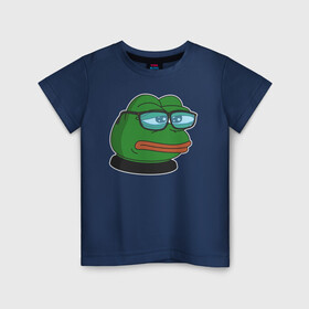 Детская футболка хлопок с принтом Pepe в Курске, 100% хлопок | круглый вырез горловины, полуприлегающий силуэт, длина до линии бедер | bad | dab | frog | good | kek | make pepe great again | pepe | sad | sad frog | vote for pepe | кек | лягушка | мем | мемы | пепе | со смыслом | фрог