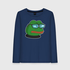 Женский лонгслив хлопок с принтом Pepe в Курске, 100% хлопок |  | bad | dab | frog | good | kek | make pepe great again | pepe | sad | sad frog | vote for pepe | кек | лягушка | мем | мемы | пепе | со смыслом | фрог