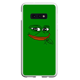 Чехол для Samsung S10E с принтом Pepe в Курске, Силикон | Область печати: задняя сторона чехла, без боковых панелей | Тематика изображения на принте: bad | dab | frog | good | kek | make pepe great again | pepe | sad | sad frog | vote for pepe | кек | лягушка | мем | мемы | пепе | со смыслом | фрог