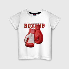 Детская футболка хлопок с принтом National Team Boxing в Курске, 100% хлопок | круглый вырез горловины, полуприлегающий силуэт, длина до линии бедер | бокс | перчатки