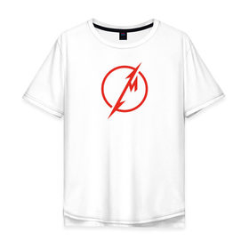 Мужская футболка хлопок Oversize с принтом Metallica логотип в Курске, 100% хлопок | свободный крой, круглый ворот, “спинка” длиннее передней части | 
