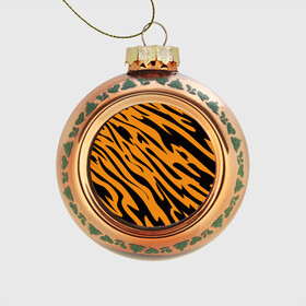 Стеклянный ёлочный шар с принтом Тигр в Курске, Стекло | Диаметр: 80 мм | животное | зверь | кардашьян | ким | кот | лев | оранжевый | полосы | рыжий | тигр | черный