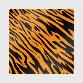 Магнит виниловый Квадрат с принтом Тигр в Курске, полимерный материал с магнитным слоем | размер 9*9 см, закругленные углы | животное | зверь | кардашьян | ким | кот | лев | оранжевый | полосы | рыжий | тигр | черный