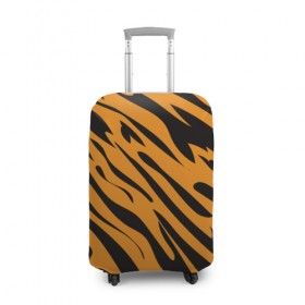 Чехол для чемодана 3D с принтом Тигр в Курске, 86% полиэфир, 14% спандекс | двустороннее нанесение принта, прорези для ручек и колес | животное | зверь | кардашьян | ким | кот | лев | оранжевый | полосы | рыжий | тигр | черный
