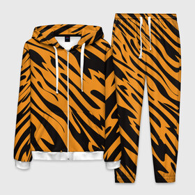 Мужской костюм 3D с принтом Тигр в Курске, 100% полиэстер | Манжеты и пояс оформлены тканевой резинкой, двухслойный капюшон со шнурком для регулировки, карманы спереди | животное | зверь | кардашьян | ким | кот | лев | оранжевый | полосы | рыжий | тигр | черный