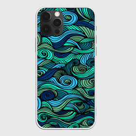 Чехол для iPhone 12 Pro Max с принтом Морская пучина в Курске, Силикон |  | Тематика изображения на принте: абстракция | волны | зеленый | круг | линии | море | полосы | синий