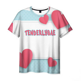 Мужская футболка 3D с принтом Tenderlybae в Курске, 100% полиэфир | прямой крой, круглый вырез горловины, длина до линии бедер | tenderlybae | twitch | амина | бэйби | в маске | малышка | мирзоева | мэйби | нежная | стримерша | тендерлибае | тендерлибэй