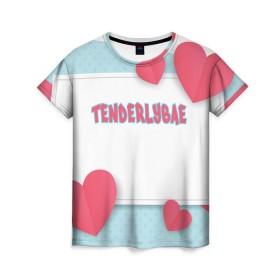 Женская футболка 3D с принтом Tenderlybae в Курске, 100% полиэфир ( синтетическое хлопкоподобное полотно) | прямой крой, круглый вырез горловины, длина до линии бедер | tenderlybae | twitch | амина | бэйби | в маске | малышка | мирзоева | мэйби | нежная | стримерша | тендерлибае | тендерлибэй