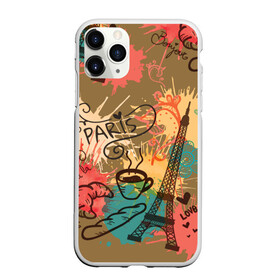Чехол для iPhone 11 Pro Max матовый с принтом Париж в Курске, Силикон |  | Тематика изображения на принте: love | башня | булочка | кофе | круассан | любовь | отпуск | париж | путешествия | франция | хлеб | эйфелева