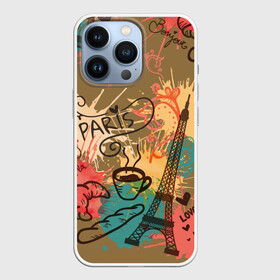 Чехол для iPhone 13 Pro с принтом Париж в Курске,  |  | love | башня | булочка | кофе | круассан | любовь | отпуск | париж | путешествия | франция | хлеб | эйфелева