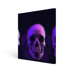Холст квадратный с принтом Токсичный череп в Курске, 100% ПВХ |  | 3d | 3д | голограмма | иллюзия | кости | розовый | синий | скелет | ультра | фиолетовый | череп | черный