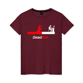 Женская футболка хлопок с принтом Deadline в Курске, 100% хлопок | прямой крой, круглый вырез горловины, длина до линии бедер, слегка спущенное плечо | fead | line | дедлайн | коса | линия | программист | проект | работа | сдача | сроки