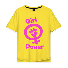 Мужская футболка хлопок Oversize с принтом Girl Power в Курске, 100% хлопок | свободный крой, круглый ворот, “спинка” длиннее передней части | женская | за баб | кулак | начало | независимость | сила | феминизм | энергия
