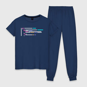 Женская пижама хлопок с принтом Подсветка синтаксиса кода в Курске, 100% хлопок | брюки и футболка прямого кроя, без карманов, на брюках мягкая резинка на поясе и по низу штанин | 1с | c | highlighter | java | javascript | php | programmer | sql | syntax | код | компьютер | программа | с++ | сисадмин