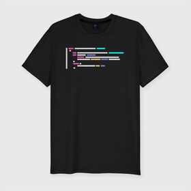 Мужская футболка премиум с принтом Подсветка синтаксиса кода в Курске, 92% хлопок, 8% лайкра | приталенный силуэт, круглый вырез ворота, длина до линии бедра, короткий рукав | 1с | c | highlighter | java | javascript | php | programmer | sql | syntax | код | компьютер | программа | с++ | сисадмин