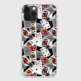 Чехол для iPhone 12 Pro с принтом Игральные карты в Курске, силикон | область печати: задняя сторона чехла, без боковых панелей | буны | вольты | графика | дамы | десятки | игра | игральные | иллюстрация | казино | картинка | карты | коллаж | короли | красные | крести | масть | мода | орнамент | пики | покер | разбросаны | рисунок