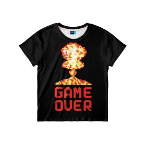 Детская футболка 3D с принтом Game over в Курске, 100% гипоаллергенный полиэфир | прямой крой, круглый вырез горловины, длина до линии бедер, чуть спущенное плечо, ткань немного тянется | 