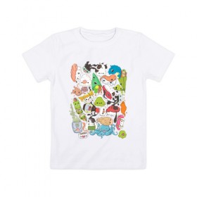 Детская футболка хлопок с принтом Japan Food в Курске, 100% хлопок | круглый вырез горловины, полуприлегающий силуэт, длина до линии бедер | japanese food | rolls | sushi | wasabi | васаби | роллы | суши | японская еда