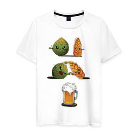 Мужская футболка хлопок с принтом Хмель и Солод в Курске, 100% хлопок | прямой крой, круглый вырез горловины, длина до линии бедер, слегка спущенное плечо. | солод | хмель