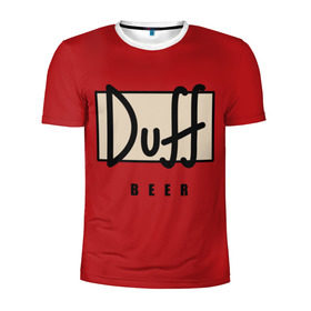Мужская футболка 3D спортивная с принтом Duff в Курске, 100% полиэстер с улучшенными характеристиками | приталенный силуэт, круглая горловина, широкие плечи, сужается к линии бедра | Тематика изображения на принте: beer | duff | duff beer | simpsons | симпсоны